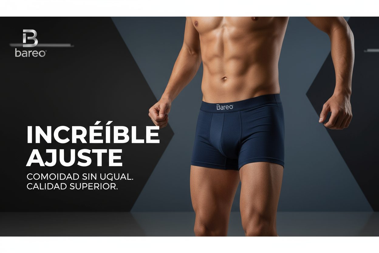 realiza un banner 1900x700 px de boxer bareo diciendo que tienen increibile ajuste etc 
